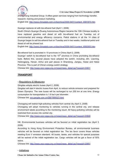 2008 China E-Newsletter - Clean Air Initiative