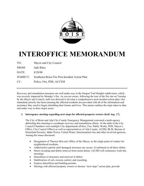 INTEROFFICE MEMORANDUM - Idaho Statesman