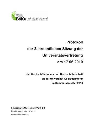 Protokoll der 2. ordentlichen Sitzung der ... - ÖH BOKU