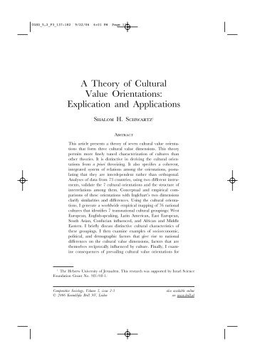 A Theory of Cultural Value Orientations: Explication and Applications