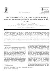 Stark components of 4F3/2, 4I9/2 and 4I11/2 manifold energy levels ...