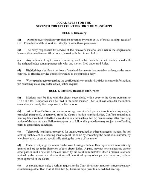 Mississippi Rules Of Civil Procedure >> Local Rules Of The Seventh Circuit Court District Mississippi Mississippi Rules Of Civil Procedure >> Local Rules Of The Seventh Circuit Court District Mississippi