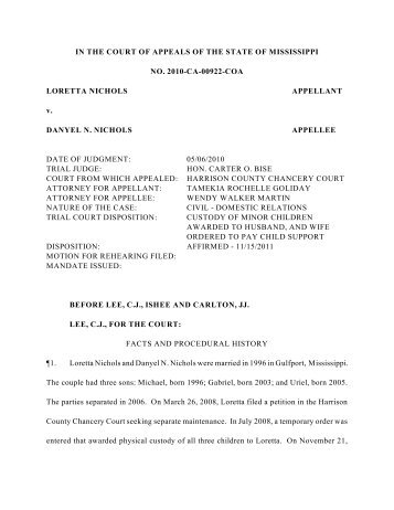 2010-CA-00922-COA - Mississippi Supreme Court