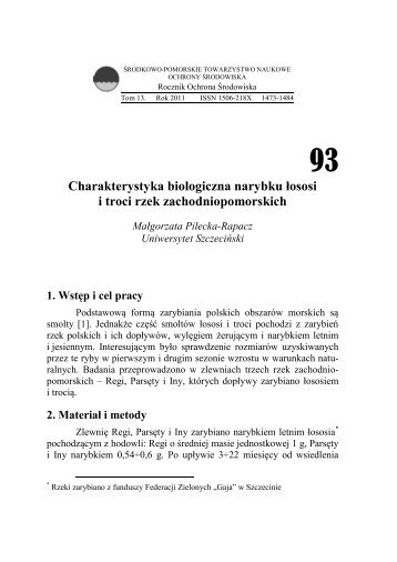 Charakterystyka biologiczna narybku łososi i troci rzek ...