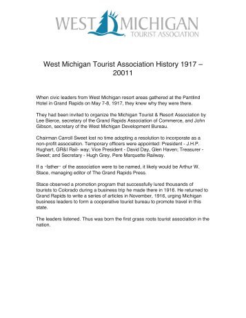 West Michigan Tourist Association History 1917 – 20011