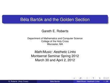 Béla Bartók and the Golden Section - Mathematics and Computer ...