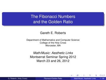 The Fibonacci Numbers and the Golden Ratio - Mathematics and ...