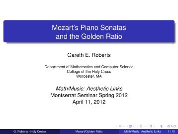 Mozart's Piano Sonatas and the Golden Ratio - Mathematics and ...