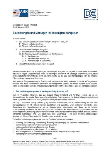 Bauleistungen und Montagen im Vereinigten Königreich - IHK Koblenz