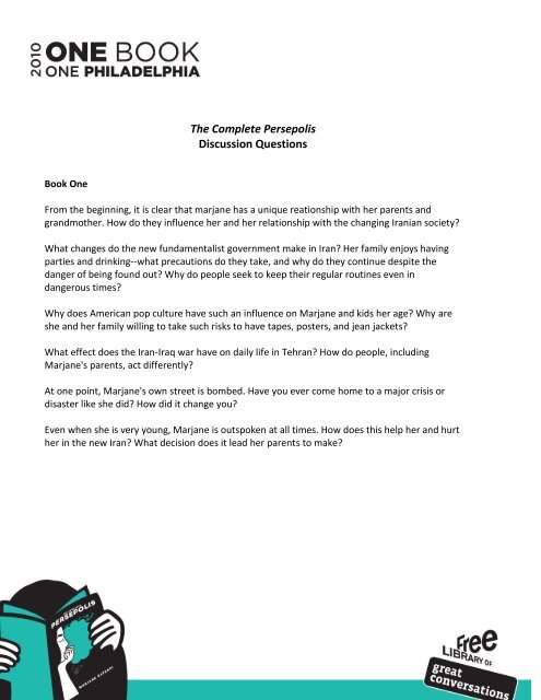 The Complete Persepolis Discussion Questions Free Library - 