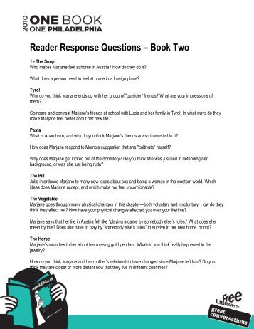 Reader Response Questions - Free Library of Philadelphia