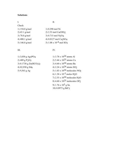 Mole Worksheet (Dimensional Analysis) #1