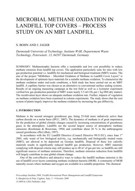 microbial methane oxidation in landfill top covers - MiMethox
