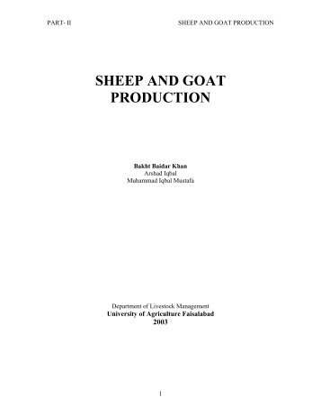 Sheep and Goat Production: Part II