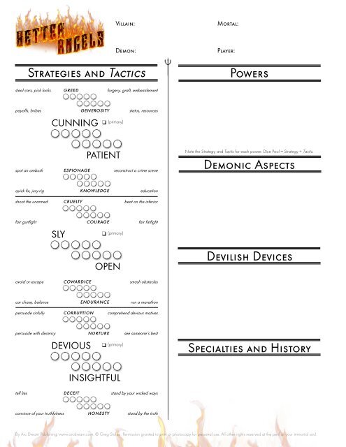 Character Cheat Sheet