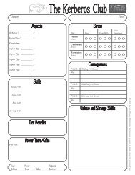 The Kerberos Club (FATE Edition) Character Sheet - Arc Dream ...