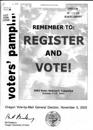 Pamphlet, General Election, November 5, 2002 - Oregon State ...