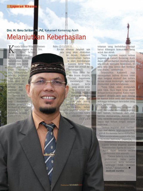 Majalah Santunan edisi November 2011 - Kementerian Agama Prov ...