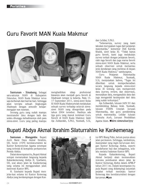 Majalah Santunan edisi November 2011 - Kementerian Agama Prov ...