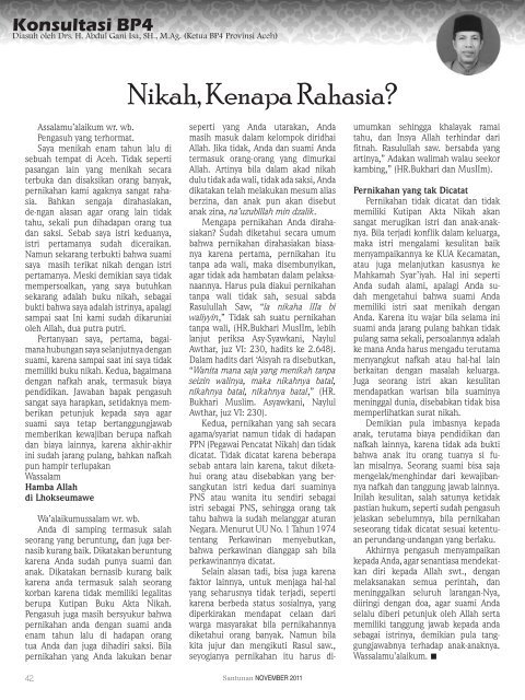 Majalah Santunan edisi November 2011 - Kementerian Agama Prov ...