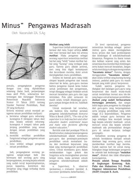 Majalah Santunan edisi Juni 2011 - Kementerian Agama Prov Aceh