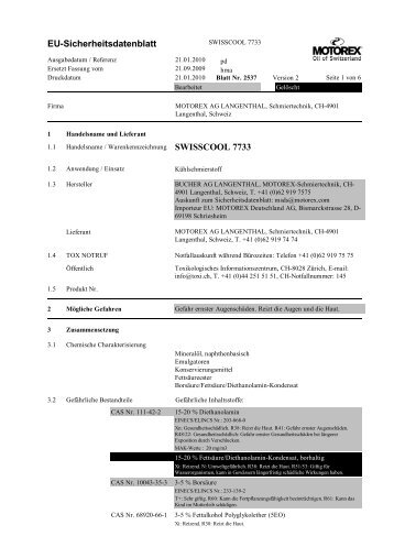 Eu-Sicherheitsdatenblatt SWISSCOOL 7733