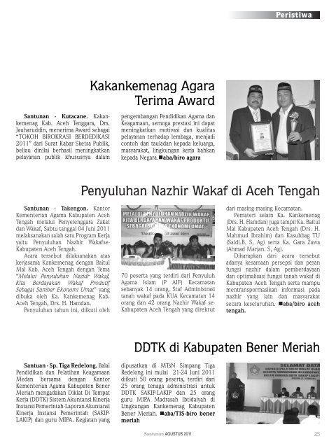 Majalah Santunan edisi Agustus 2011 - Kementerian Agama Prov ...