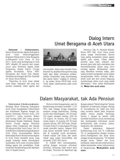 Majalah Santunan edisi Agustus 2011 - Kementerian Agama Prov ...