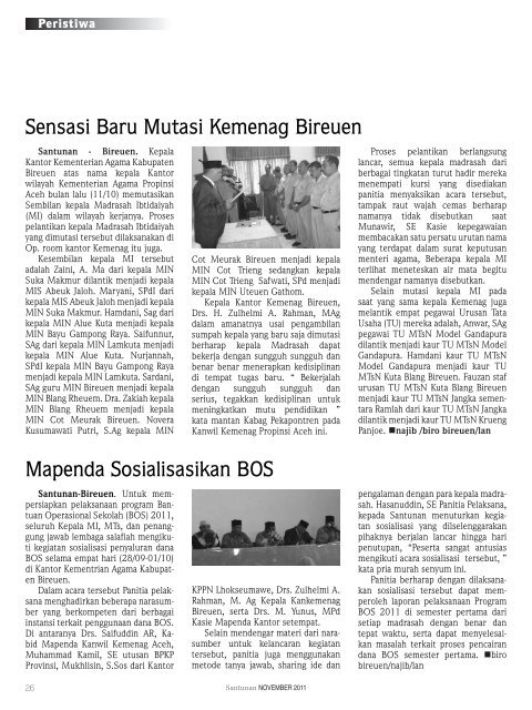 Majalah Santunan edisi November 2011 - Kementerian Agama Prov ...