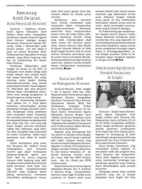 Majalah Santunan edisi Oktober 2010 - Kementerian Agama Prov ...