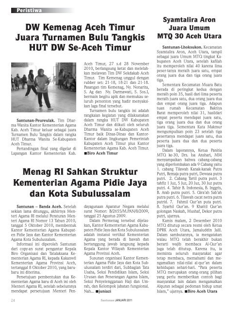 Majalah Santunan edisi Januari 2011 - Kementerian Agama Prov ...