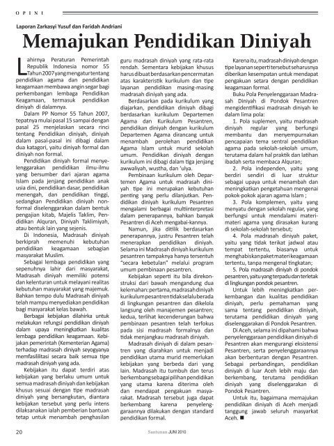 Majalah Santunan edisi Juli 2010 - Kementerian Agama Prov Aceh