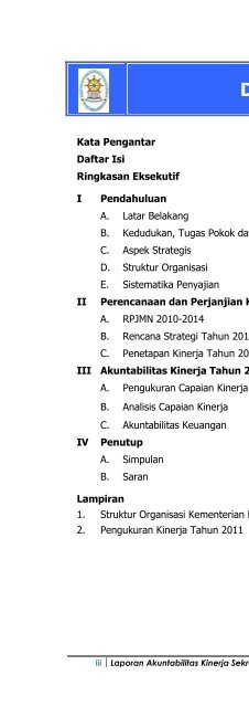 LAKIP Kementerian 2011 Kata Pengantar & Daftar Isi - Ditjen Bimas ...