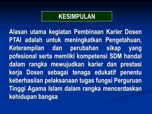 Pembinaan Karir Dosen PTAI - Pendis Kemenag