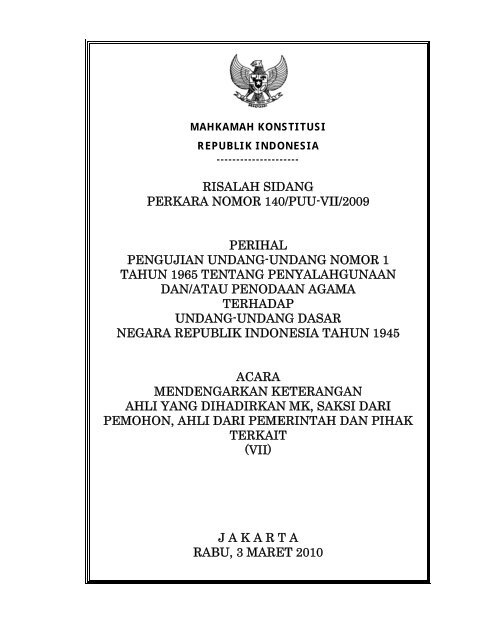 risalah sidang vii mendengarkan keterangan ahli yang dihadirkan ...