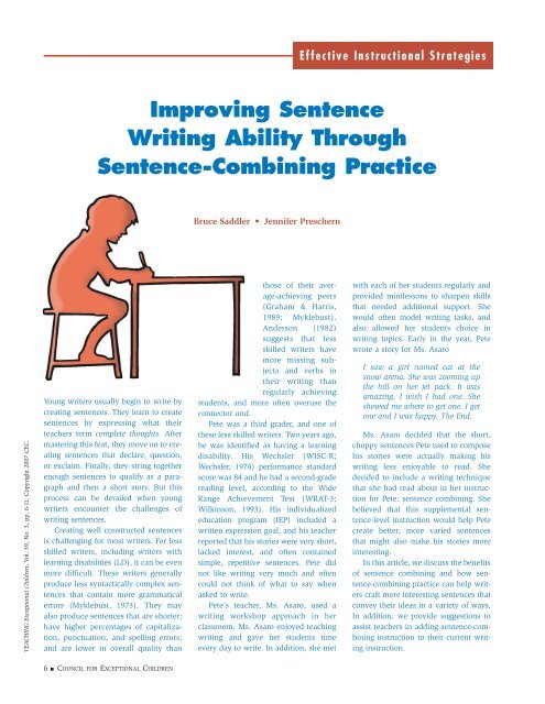 Improving Sentence Writing Ability Through Sentence-Combining ...