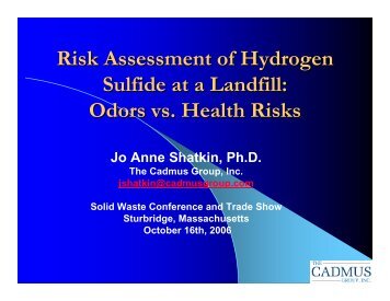 Risk Assessment of Hydrogen Sulfide at a Landfill: Odors vs. Health ...
