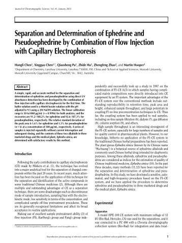 Separation and Determination of Ephedrine and Pseudoephedrine ...