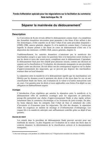 Séparer la mainlevée du dédouanement - Unctad