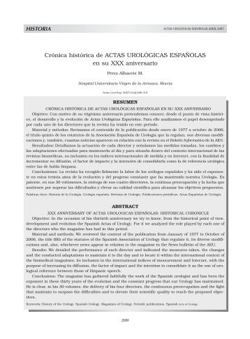 Crónica histórica de ACTAS UROLÓGICAS ... - SciELO España
