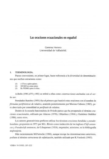 Las oraciones ecuacíonales en español