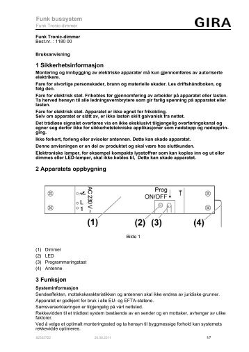 1 Sikkerhetsinformasjon 2 Apparatets oppbygning ... - Download - Gira