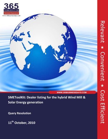 Dealer Listing for Hybrid Windmill & Solar Energy - SME Toolkit India