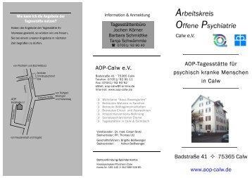 Arbeitskreis Offene Psychiatrie Calw eV - aop-calw.de