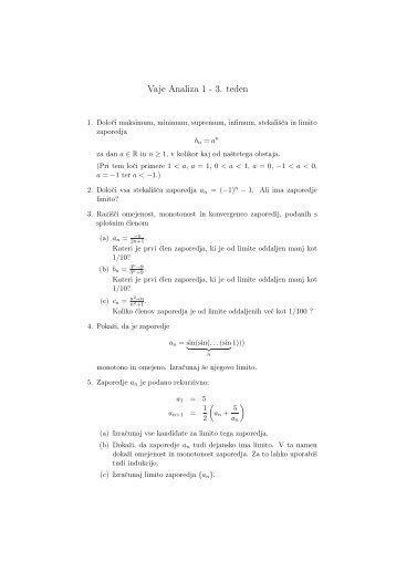 Vaje Analiza 1 - 3. teden - Shrani.si