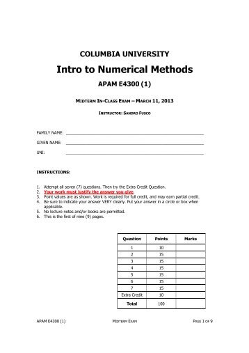 Midterm Exam - Columbia University