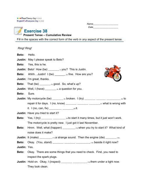 Hello everyone! Can you help me with this exercise about Verb Tenses? : r/EnglishLearning
