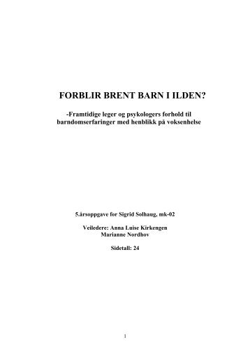 FORBLIR BRENT BARN I ILDEN - Munin - Universitetet i Tromsø