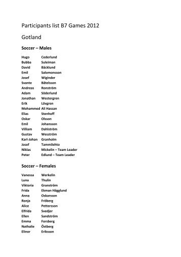 Samtliga deltagare i B7-spelen 2012 (pdf) - Sveriges Radio