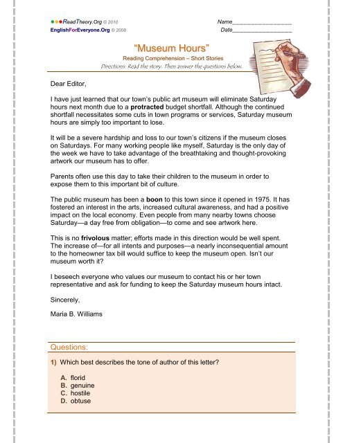 Museum Hours English For Everyone